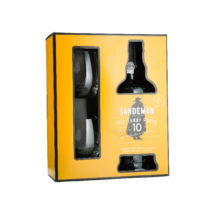 Портвейн Sandeman Sandeman Porto Tawny 10yo + 2 glasses, gift box / "Sandeman Porto Tawny 10yo"+ 2 бокали, подарункова коробка, 0.75 л