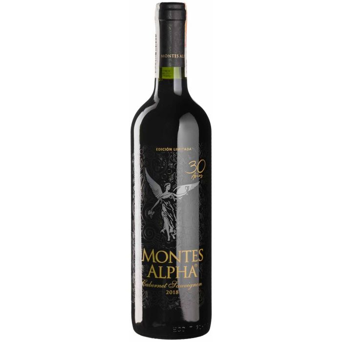 Вино Montes Cabernet Sauvignon Alpha Aniversario 30 anos / Каберне Совіньон Альфа Аніверсаріо 30 анос 2018, червоне сухе, 0.75 л