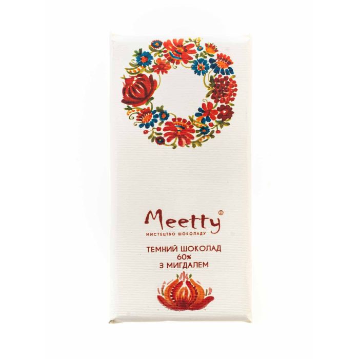 Шоколад чорний 60% з мигдалем 65г, Meetty