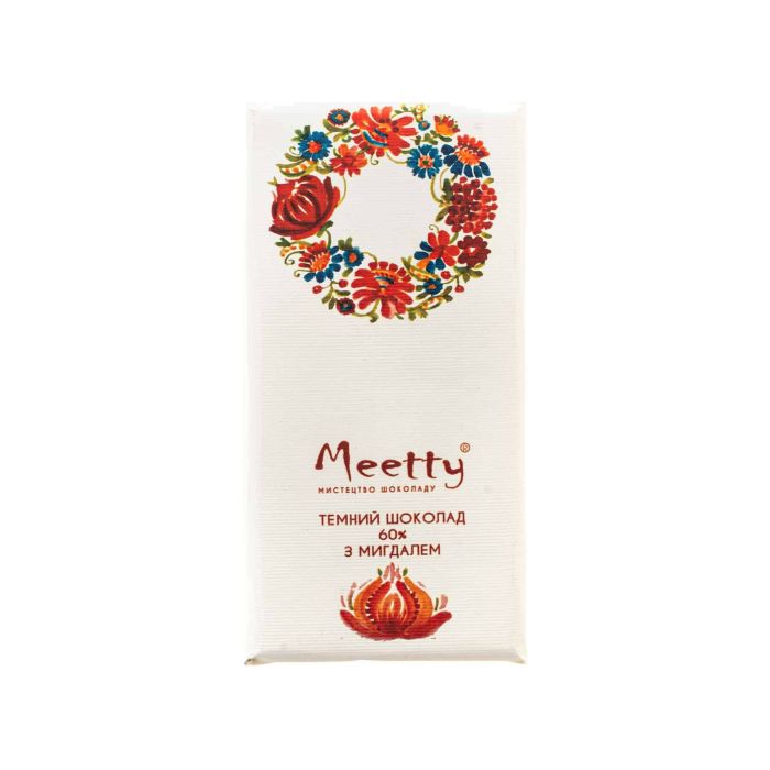 Шоколад чорний 60% з мигдалем 65г, Meetty Шоколад чорний 60% з мигдалем 65г, Meetty