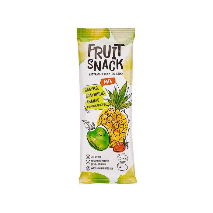 Пастила фруктова Яблуко + Ананас + Полуниця 20г, Fruit Snack