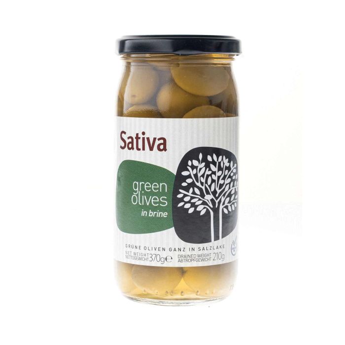 Оливки зелені цілі в розсолі 370г, Sativa