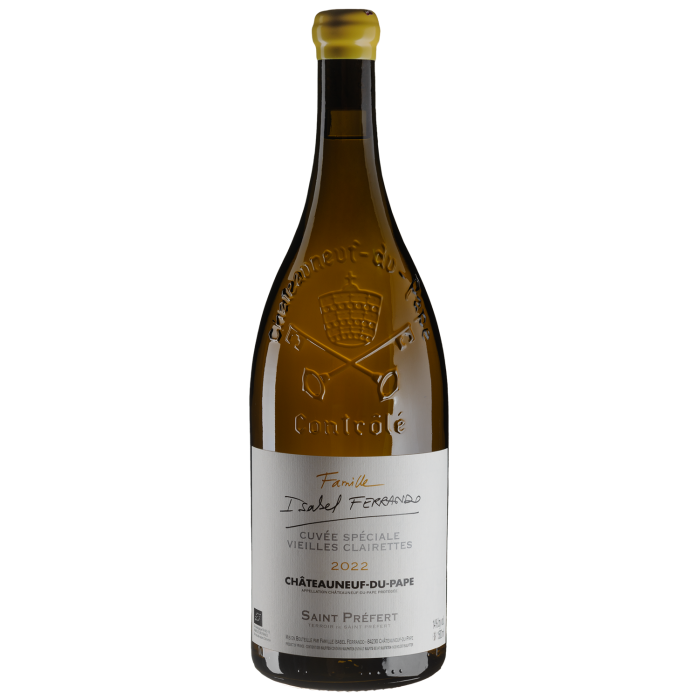 Вино Domaine Saint Prefert Chateauneuf du Pape Cuvee Speciale Vieilles Clairettes / Шатоньоф дю Пап Кюве Спесіаль Вьєй Клерет 2022, біле сухе, 1.5 л Вино Domaine Saint Prefert Chateauneuf du Pape Cuvee Speciale Vieilles Clairettes / Шатоньоф дю Пап Кюве Спесіаль Вьєй Клерет 2022, біле сухе, 1.5 л