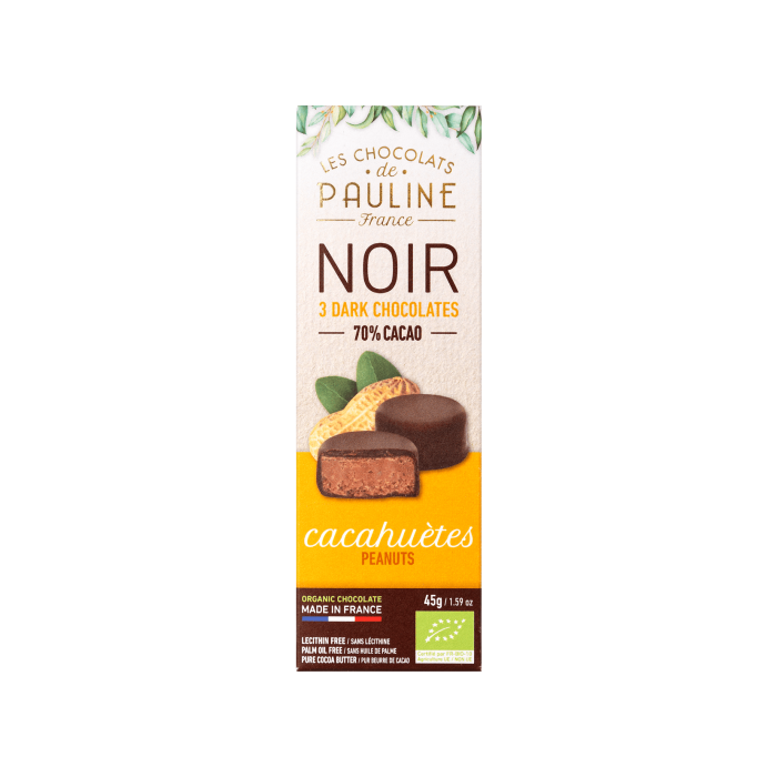 Цукерки з темного шоколаду з арахісом органічні 45г, Les Chocolats De Pauline