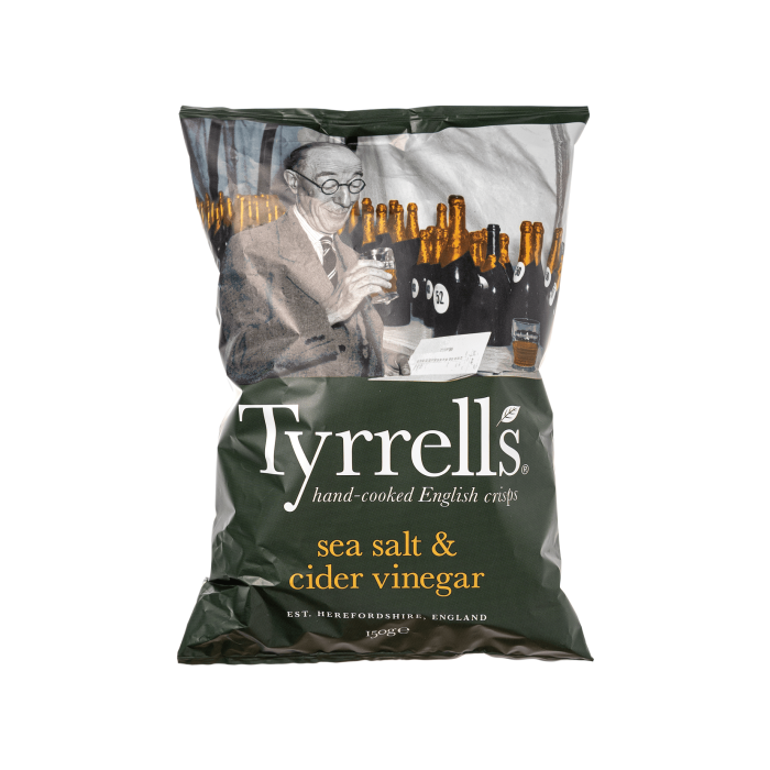 Чипси картопляні з морською сіллю та сидровим оцтом 150г, Tyrrell's Чипси картопляні з морською сіллю та сидровим оцтом 150г, Tyrrell's