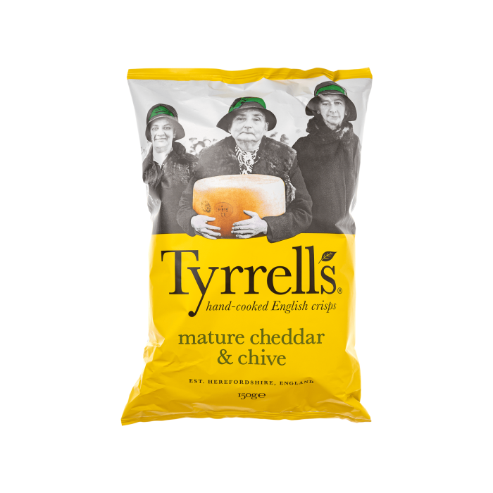 Чипси картопляні з Чеддером і цибулею 150г, Tyrrell's Чипси картопляні з Чеддером і цибулею 150г, Tyrrell's