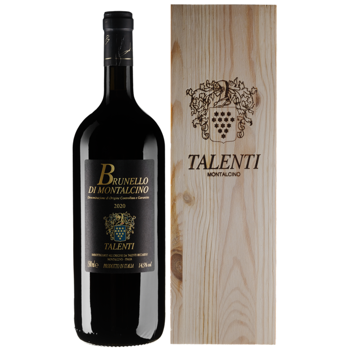 Вино Talenti Brunello di Montalcino, wooden box / Брунелло ді Монтальчіно, дерев'яна коробка 2020, червоне сухе, 1.5 л