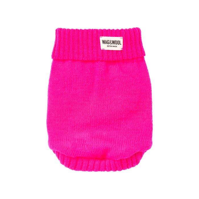 Светр для собак з британської вовни яскраво-рожевий розмір S, Wag and Wool