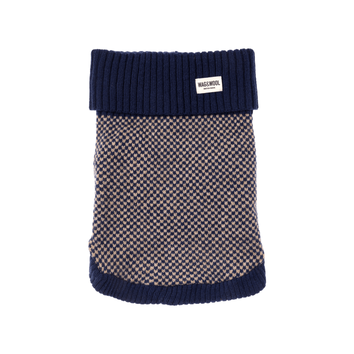Светр для собак з мериносової вовни темно-синій розмір L, Wag and Wool