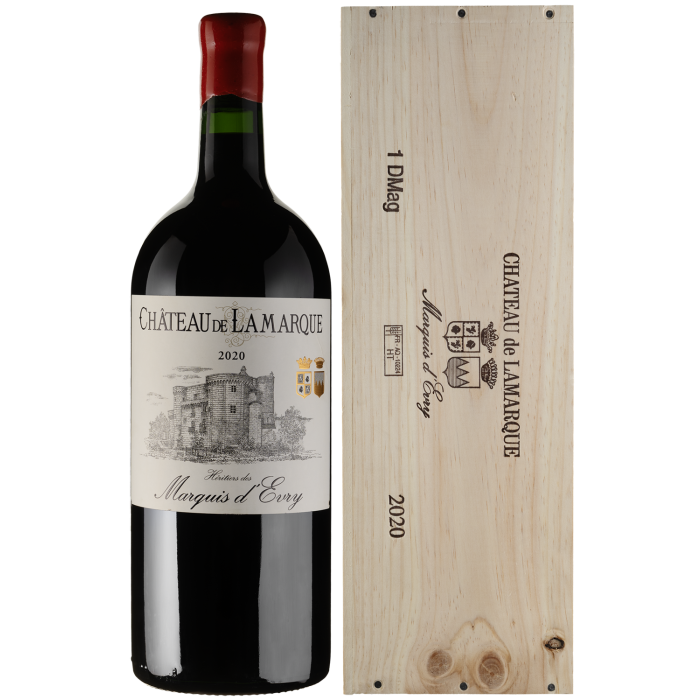 Вино Lamarque Chateau De Lamarque, wooden box / Шато Де Ламарк, дерев'яна коробка 2020, червоне сухе, 3 л