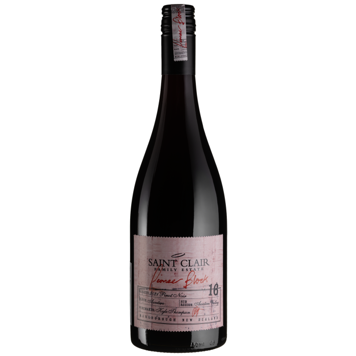 Вино Saint Clair Pioneer Block 16 Pinot Noir / Пайонір Блок 16 Піно Нуар 2021, червоне сухе, 0.75 л