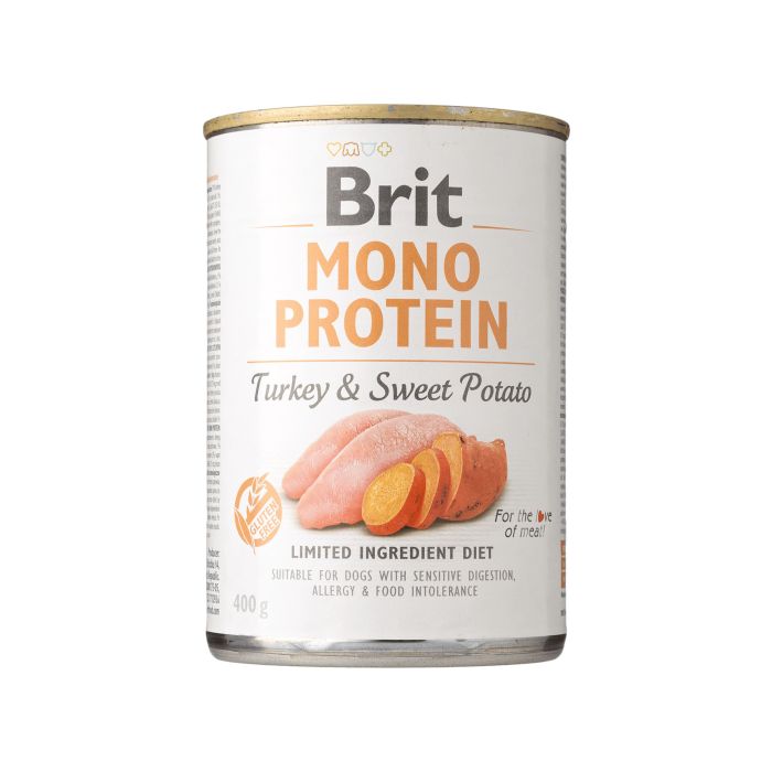 Корм для собак вологий повнораціонний з індичкою і бататом 400г Mono Protein, Brit Care Корм для собак вологий повнораціонний з індичкою і бататом 400г Mono Protein, Brit Care