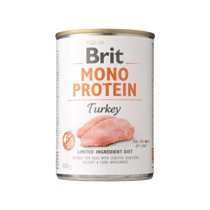 Корм для собак вологий повнораціонний з індичкою 400г Mono Protein, Brit Care