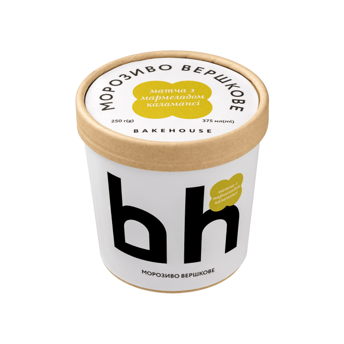 Морозиво вершкове матча з мармеладом каламансі 10,6% 250г, Bakehouse