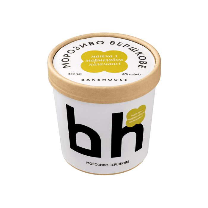Морозиво вершкове матча з мармеладом каламансі 10,6% 250г, Bakehouse Морозиво вершкове матча з мармеладом каламансі 10,6% 250г, Bakehouse