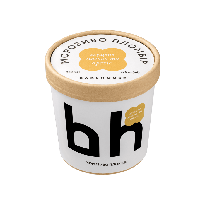Морозиво пломбір із згущеним молоком та арахісом 15,1% 250г, Bakehouse