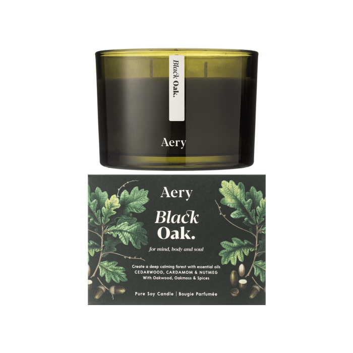 Свічка ароматична 3-ґнітова "Чорний дуб" 450г Botanical, Aery Living