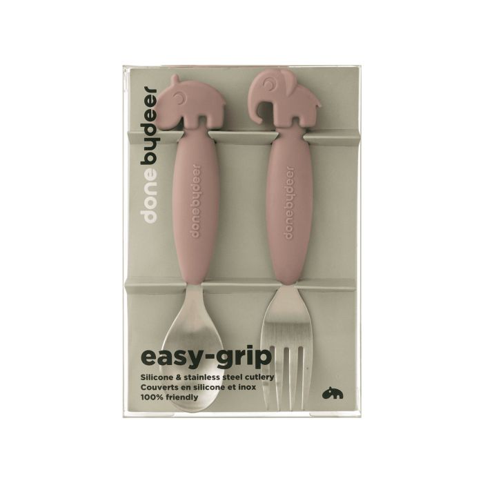 Набір ложки та виделки Друзі Олені пудрового кольору Easy-grip, Done By Deer