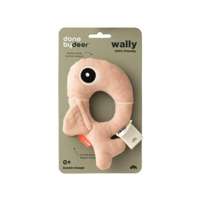Іграшка дитяча Кільце-брязкальце пудрового кольору Wally, Done By Deer Іграшка дитяча Кільце-брязкальце пудрового кольору Wally, Done By Deer