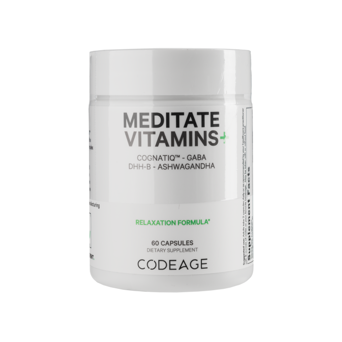 Дієтична добавка в капсулах Релаксація та підтримка мозку 60шт, Meditate, Codeage