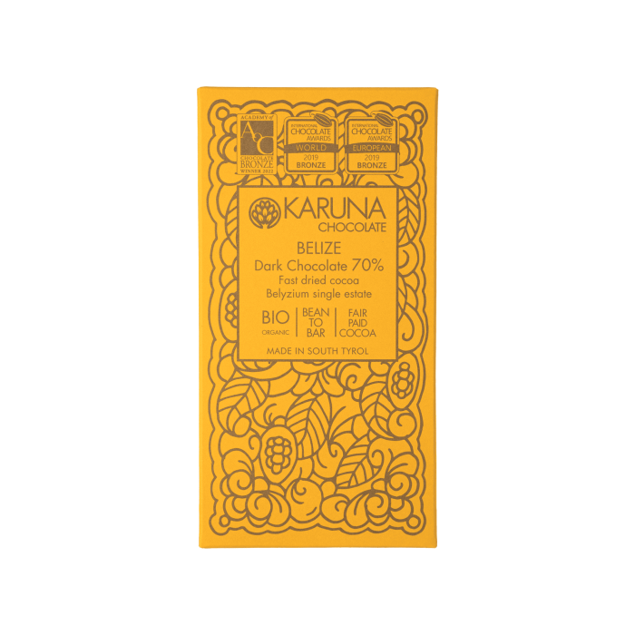 Шоколад темний Беліз швидке сушіння бобів 70% 60г, Karuna chocolate