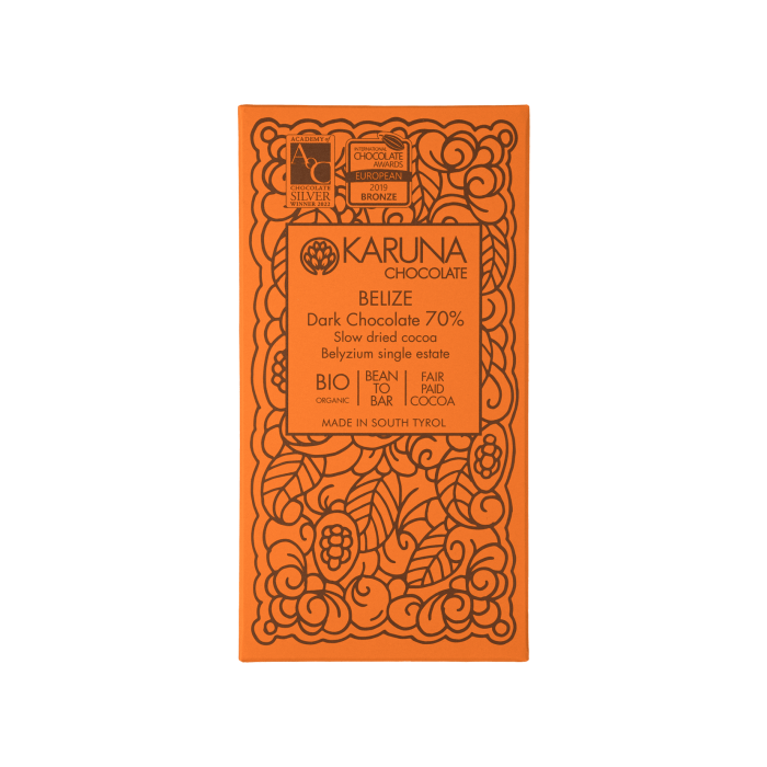 Шоколад темний Беліз повільне сушіння бобів 70% 60г, Karuna chocolate