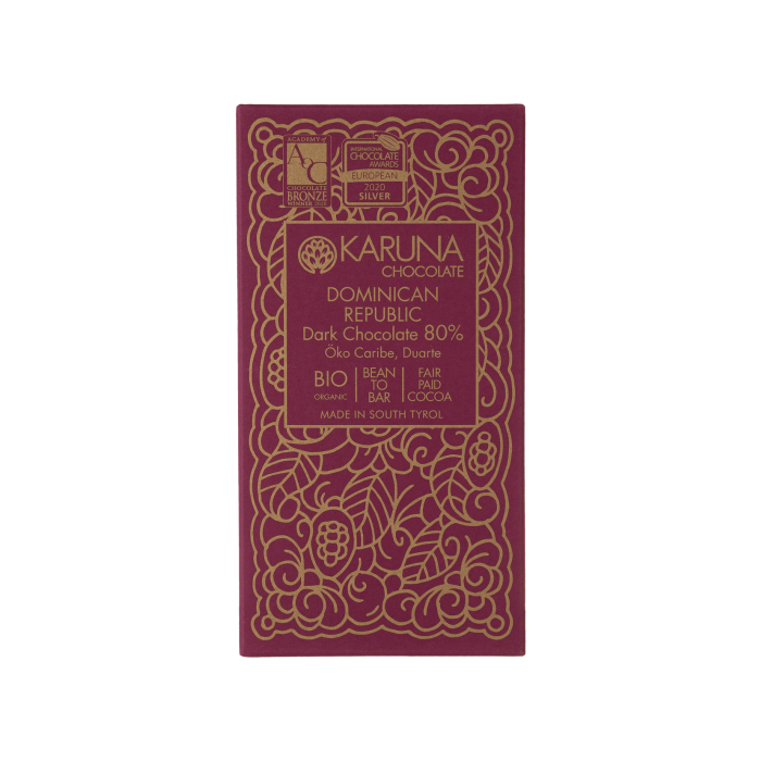 Шоколад темний Домініканська Республіка 80% 60г, Karuna chocolate