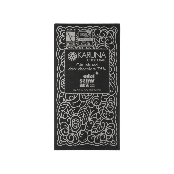 Шоколад темний з джином Edelschwarz 75% 60г, Karuna chocolate Шоколад темний з джином Edelschwarz 75% 60г, Karuna chocolate