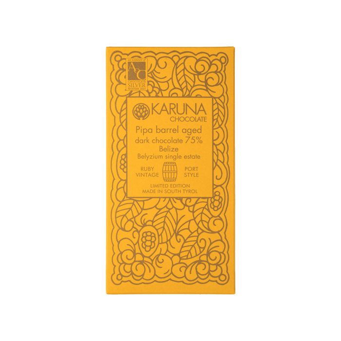 Шоколад темний з бобів витриманих в діжці Pipa 75% 60г, Karuna chocolate