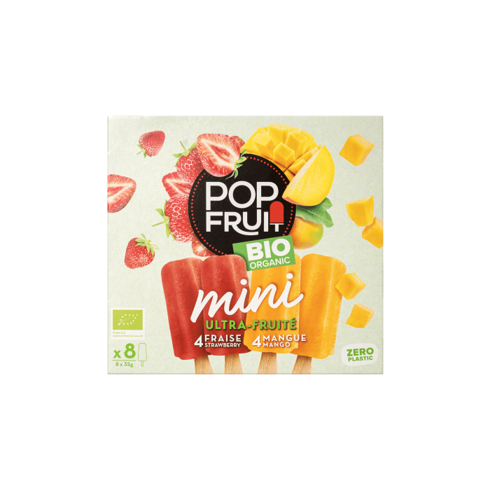 Морозиво сорбет органічний Манго та Полуниця 8х35г, Pop Fruit