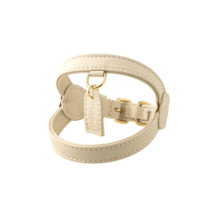 Шлея шкіряна для собак біла розмір M, Perro Collection