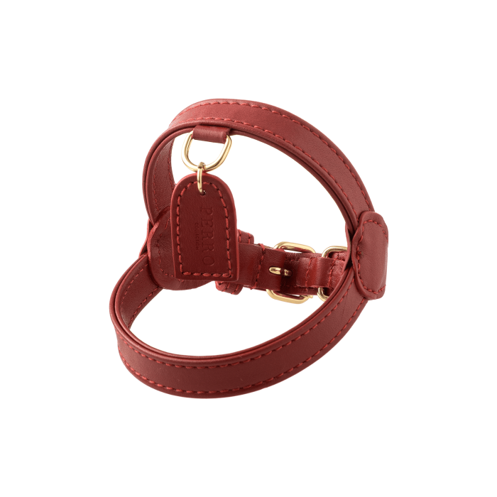 Шлея шкіряна для собак червона розмір L, Perro Collection