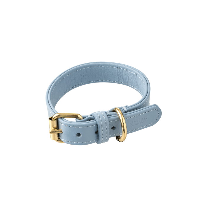 Нашийник шкіряний для собак блакитний розмір 30, Perro Collection