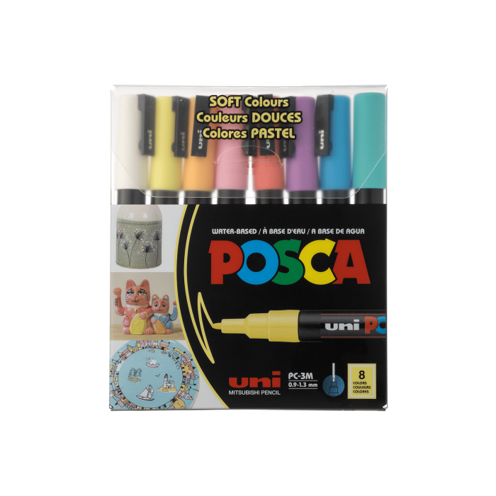 Набір маркерів пастельних кольорів 0,9-1,3мм (8шт в пак) Posca, Uni Набір маркерів пастельних кольорів 0,9-1,3мм (8шт в пак) Posca, Uni