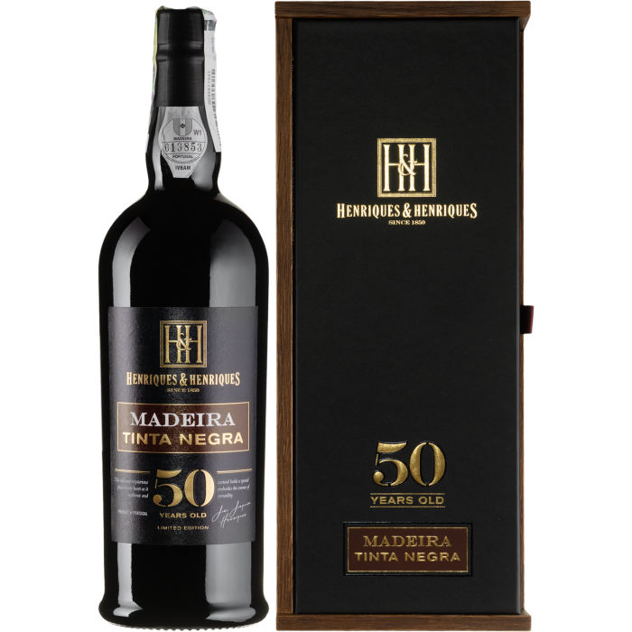 Мадера Henriques & Henriques Tinta Negra 50yo, wooden box / Тінта Негра 50yo, дерев'яна коробка, біле солодке, 0.75 л