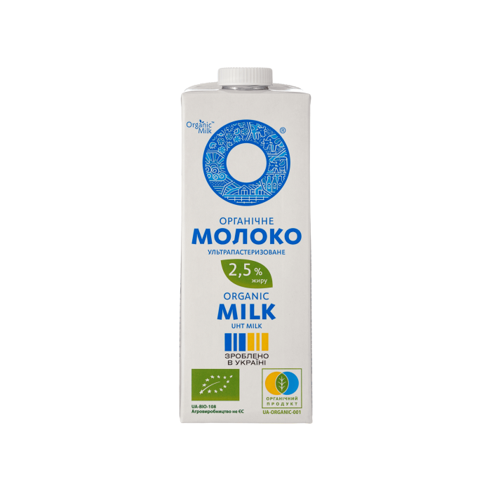 Молоко коров’яче питне ультрапастеризоване 2,5% жиру органічне 950г, Organic Milk