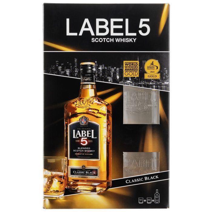 Віскі Label 5 + 2 glasses, gift box, 0.7 л
