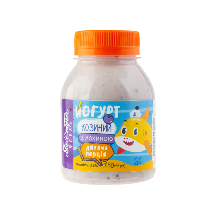 Йогурт жирний з козячого молока з лохиною (дитяча порція) 2,7% жиру 150мл, Доообра Ферма
