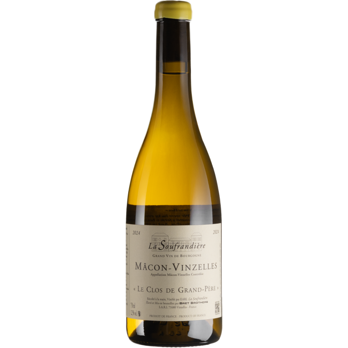 Вино La Soufrandiere Macon-Vinzelles Le Clos de Grand-Pere / Макон Ванзель Лє Кло де Гран Пере 2024, біле сухе, 0.75 л