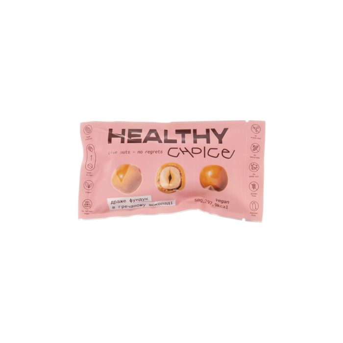 Драже фундук в гречаній глазурі 50г, Healthy Choice Драже фундук в гречаній глазурі 50г, Healthy Choice