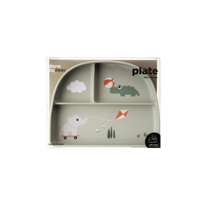 Тарілка секційна зелена Stick&Stay Playground, Done by Deer