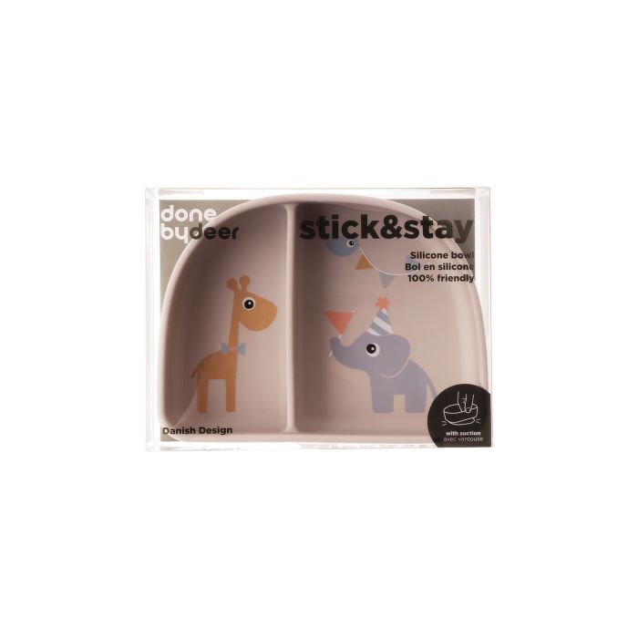 Миска силіконова секційна з присоскою пісочного кольору Stick & Stay Celebration, Done by Deer