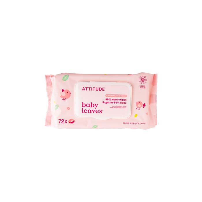 Серветки вологі для дітей 72 шт Baby leaves, Attitude