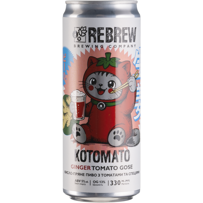 Пиво Rebrew Kotomato Ginger Tomato Gose, 0.33 л Пиво Rebrew Kotomato Ginger Tomato Gose, 0.33 л