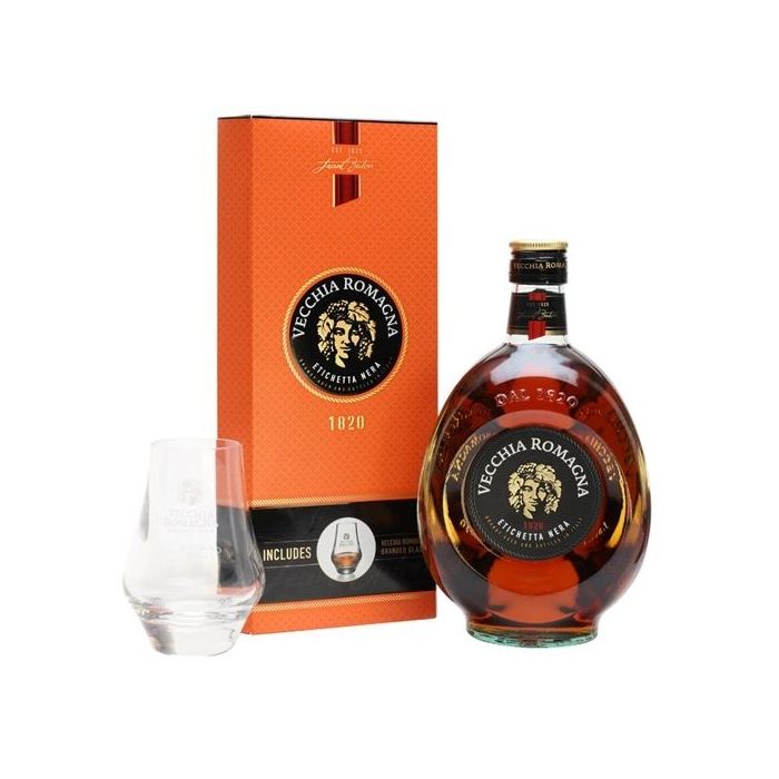 Бренді Vecchia Romagna Etiqhetta Nera, gift box + glass, 0.7 л