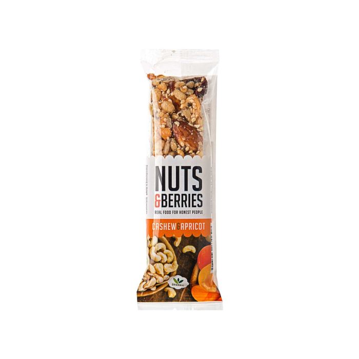 Батончик горіховий з кеш'ю та абрикосом органічний 30г, Nuts&Berries