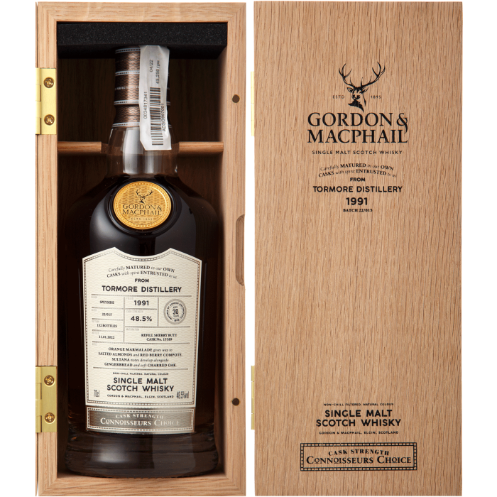 Віскі Gordon & MacPhail Tormore Connoisseurs Choice, gift box 1991, 0.7 л Віскі Gordon & MacPhail Tormore Connoisseurs Choice, gift box 1991, 0.7 л