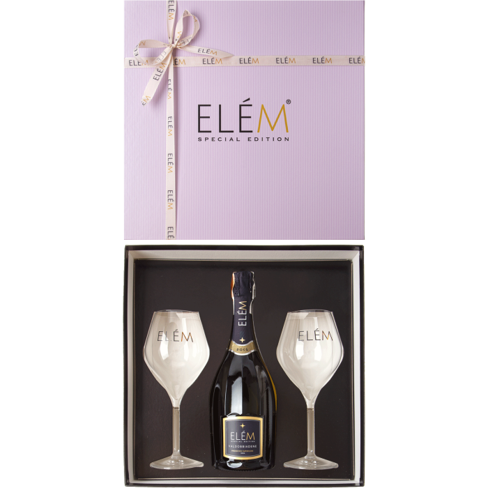 Ігристе Elem Prosecco DOCG Valdobbiadene SuperiorElem 0,750 + 2 glasses, gift box / Просекко DOCG Валдоббіадене СуперіорElem 0,75л + 2 бокали, подарункова коробка, біле, 0.75 л Ігристе Elem Prosecco DOCG Valdobbiadene SuperiorElem 0,750 + 2 glasses, gift box / Просекко DOCG Валдоббіадене СуперіорElem 0,75л + 2 бокали, подарункова коробка, біле, 0.75 л