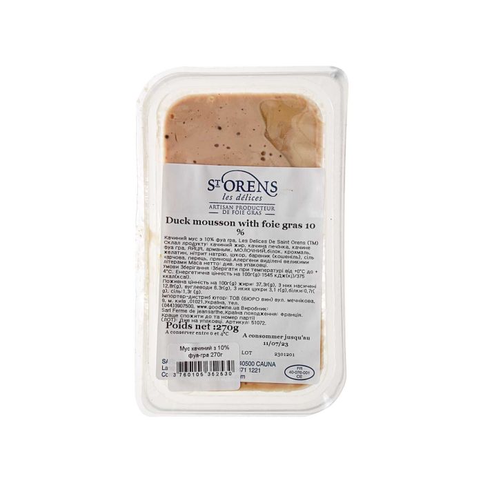 Мус качиний з 10% фуа-гра 270г, Les Delices De Saint Orens