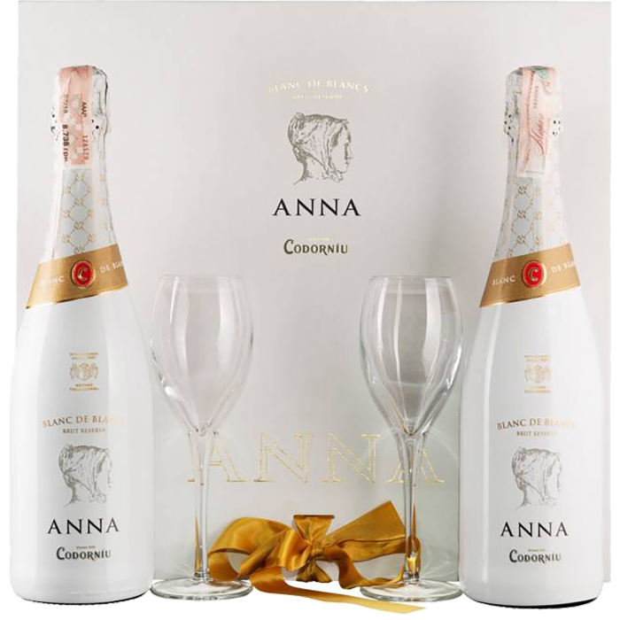 Ігристе Codorniu Набор Anna Blanc de Blancs Brut 2*0,750 +2 glasses / Набір Анна Блан де Блан Брют 2*0,750 + 2 бокали, біле, 1.5 л Ігристе Codorniu Набор Anna Blanc de Blancs Brut 2*0,750 +2 glasses / Набір Анна Блан де Блан Брют 2*0,750 + 2 бокали, біле, 1.5 л
